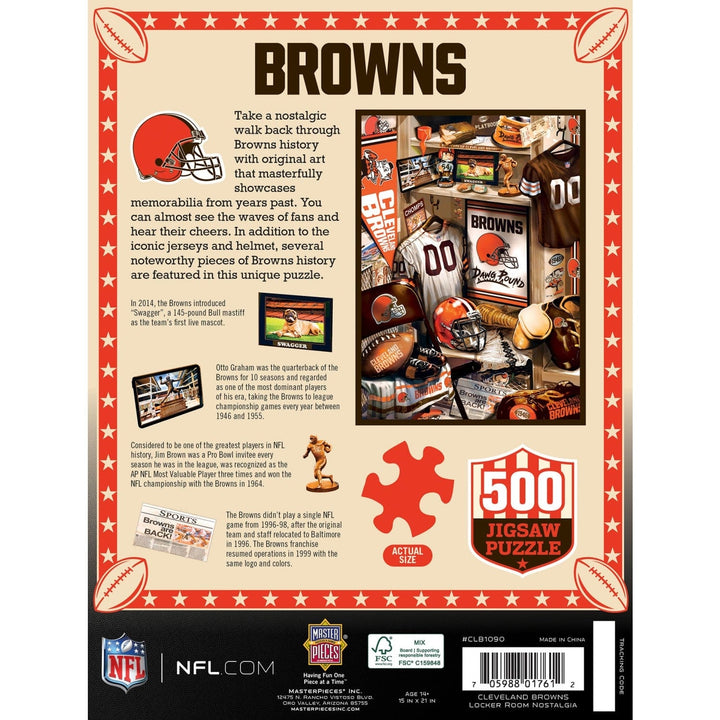 Cleveland Browns Locker Room 500 Piece Jigsaw Puzzle 100% Recycled Material Image 3