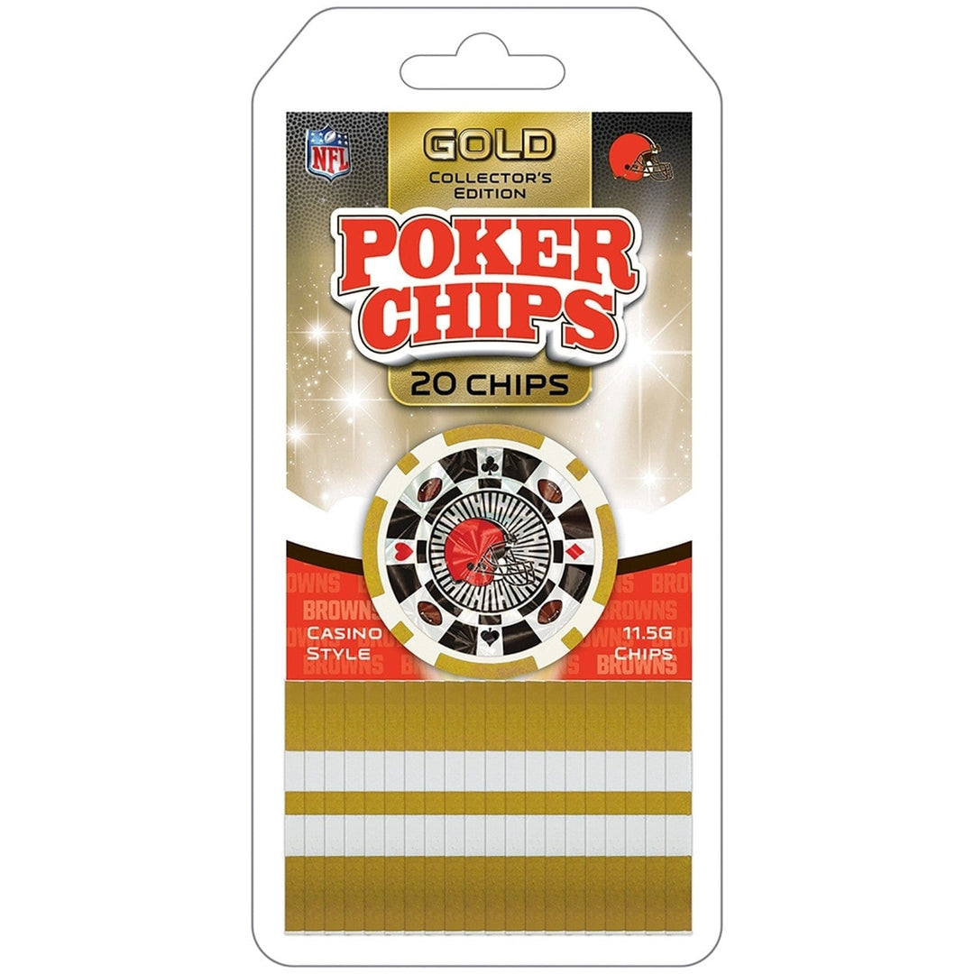 Cleveland Browns 20 Piece Gold Poker Chips NFL Casino Style Set Collectors Edition Image 1