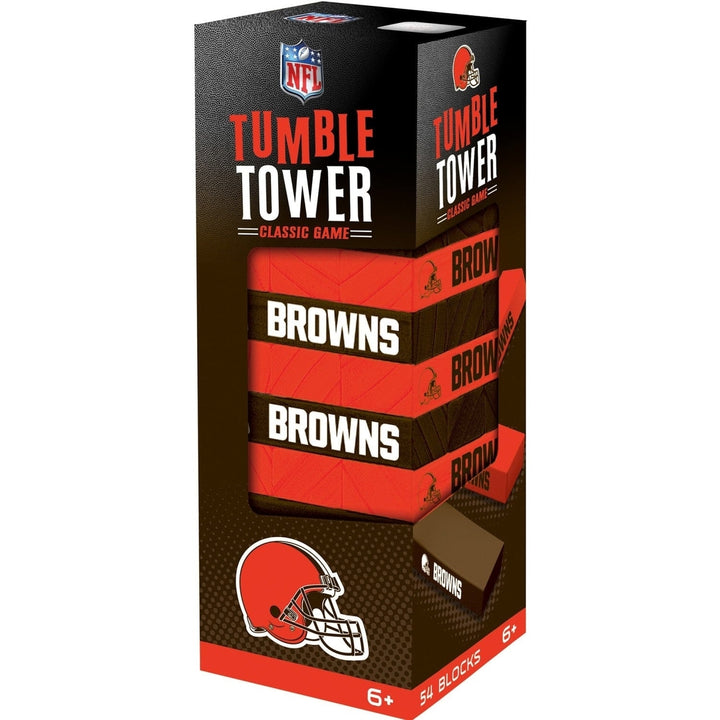 Cleveland Browns Tumble Tower Game 54 Wooden Blocks NFL Team Challenge Image 1