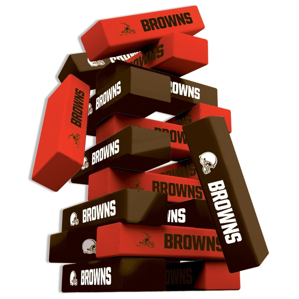 Cleveland Browns Tumble Tower Game 54 Wooden Blocks NFL Team Challenge Image 2