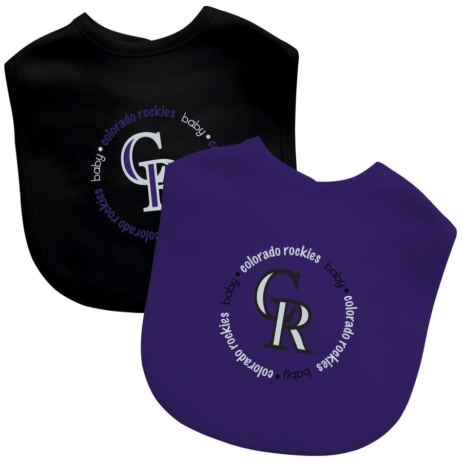 Colorado Rockies Baby Bibs 2-Pack Purple Black Cotton MLB Unisex Infants Image 1