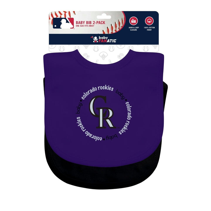 Colorado Rockies Baby Bibs 2-Pack Purple Black Cotton MLB Unisex Infants Image 2