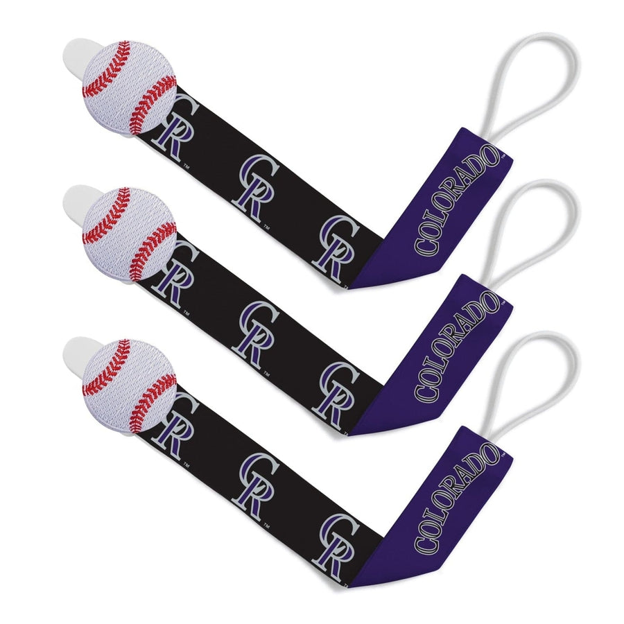 Colorado Rockies Pacifier Clip 3-Pack MLB BabyFanatic Team Colors Secure Grip Image 1