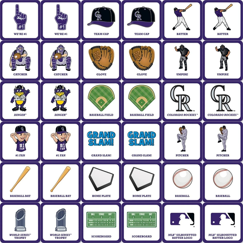 MLB Colorado Rockies Matching Game Family Fun Durable Memory Cards 18 Pairs Image 2