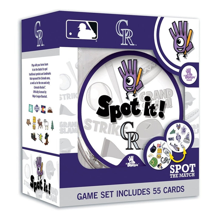 Colorado Rockies Spot It Card Game MLB Edition Family Fun 55 Unique Cards Image 1