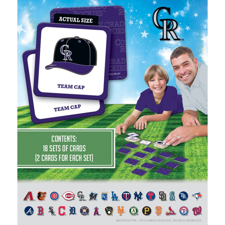 MLB Colorado Rockies Matching Game Family Fun Durable Memory Cards 18 Pairs Image 3