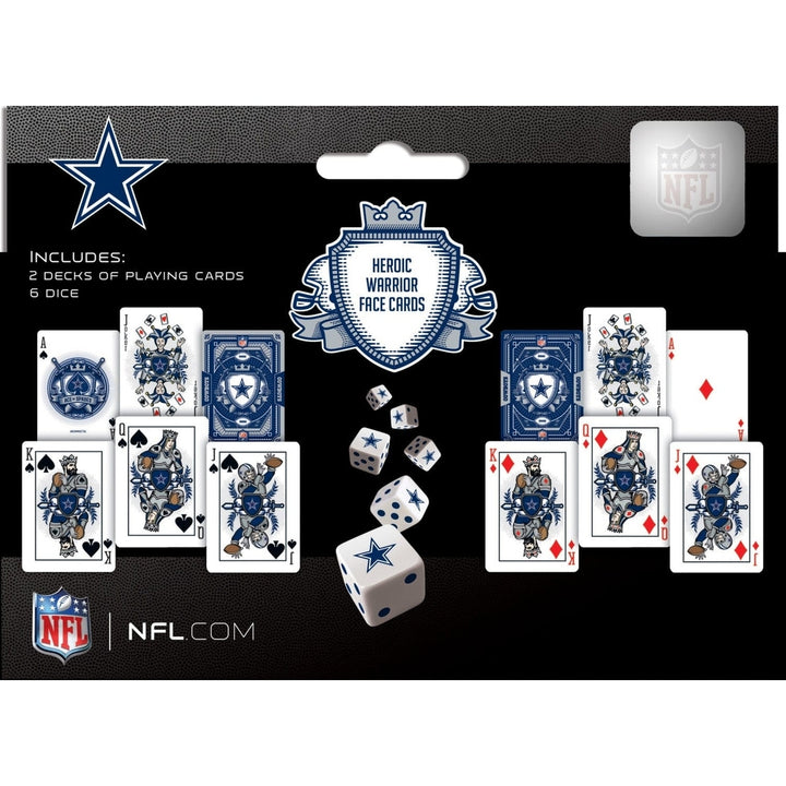 Dallas Cowboys 2-Pack Playing Cards and Dice Set NFL Casino Game Night Accessories Image 3