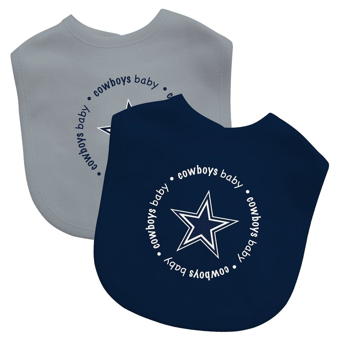 Dallas Cowboys Baby Bibs 2-Pack Navy Gray Cotton with Team Logo for Infants Image 1