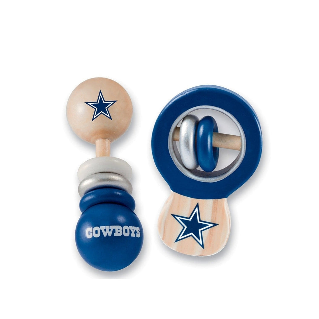 Dallas Cowboys Baby Rattles 2-Pack Non-Toxic Wood Growth Development Toys Image 1