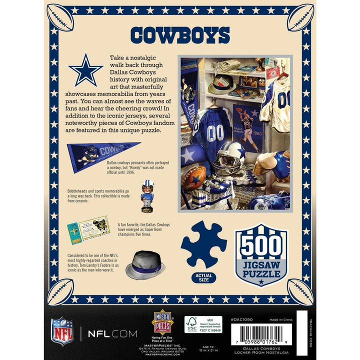 Dallas Cowboys 500 Piece Jigsaw Puzzle Nostalgic Football History Recycled Materials Image 3