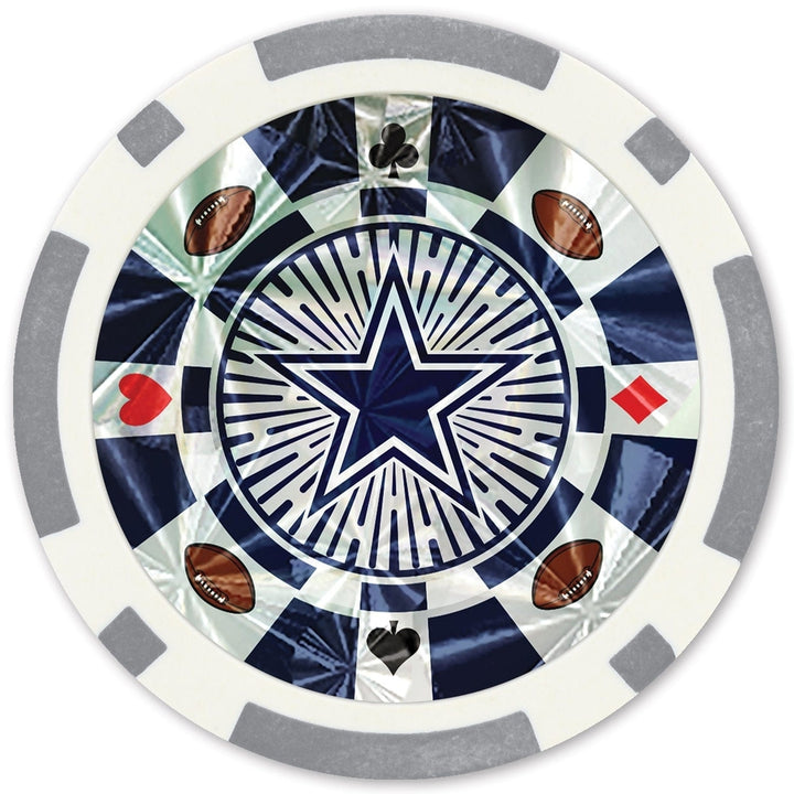 Dallas Cowboys Poker Chips 20 Piece Collector Edition Metallic Design NFL Image 2