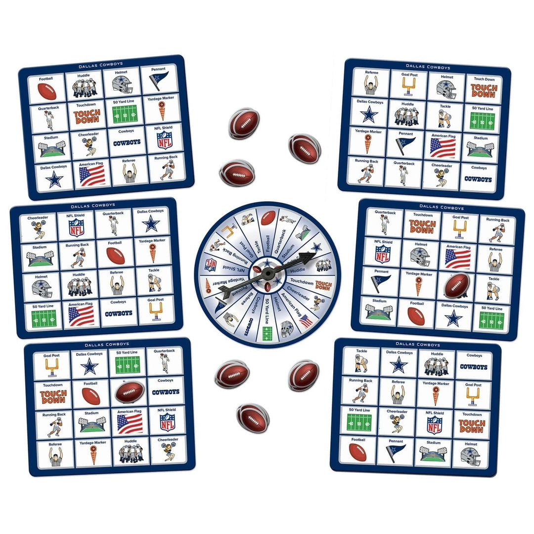 Dallas Cowboys Bingo Game NFL Family Fun Includes Spinner Boards and Tokens Image 2