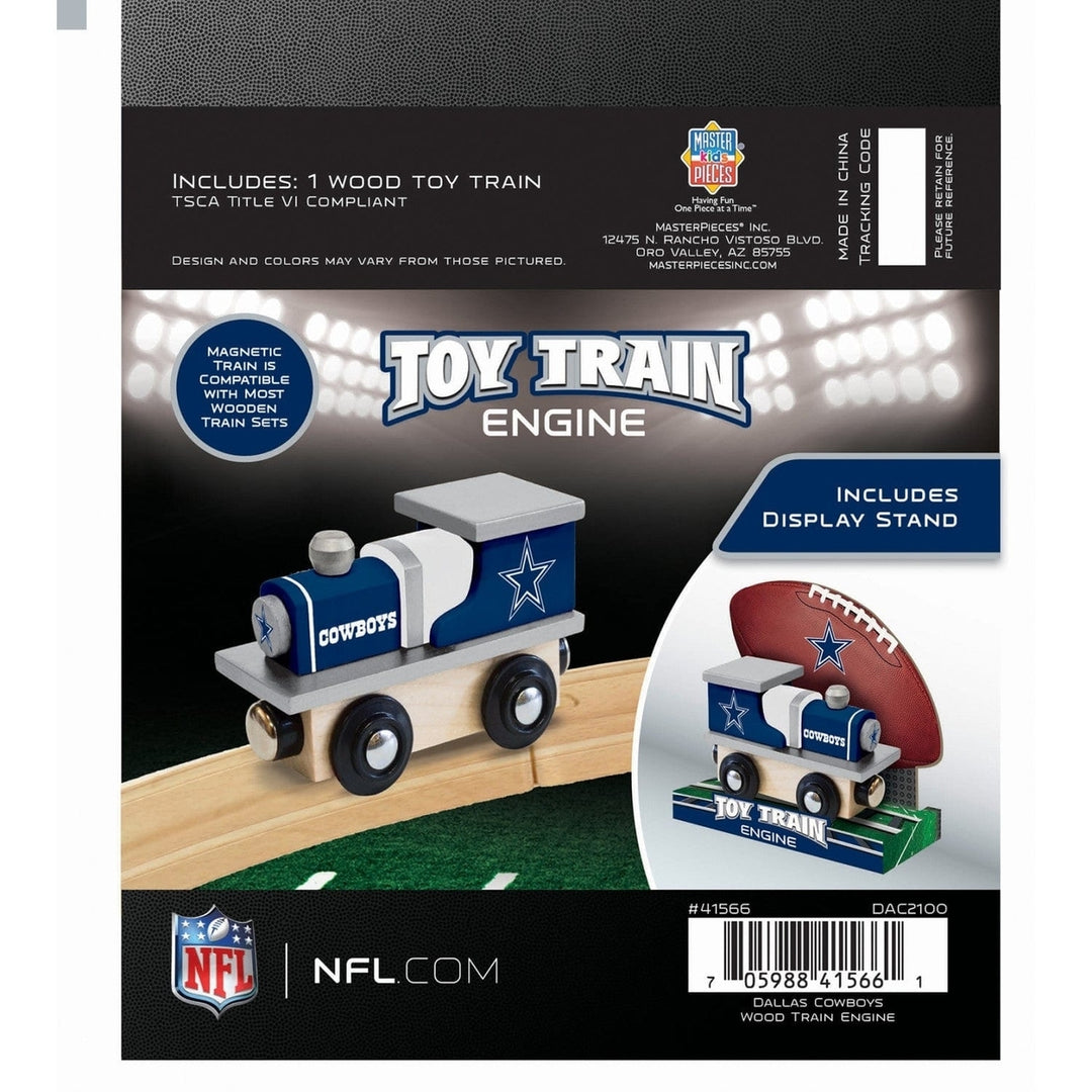 Dallas Cowboys Wooden Toy Train Engine Compatible with 1 inch Tracks NFL Team Image 3