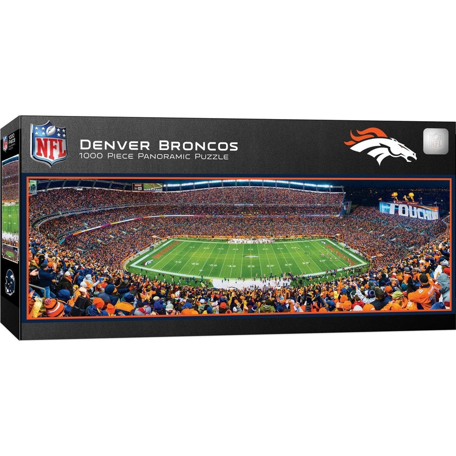 Denver Broncos 1000 Piece Panoramic Jigsaw Puzzle 13x39 Eco-Friendly Chipboard Image 1