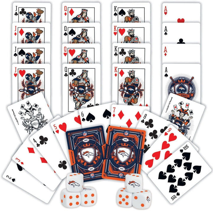 Denver Broncos Playing Cards and Dice Set Official NFL Casino Style 2-Pack Image 2