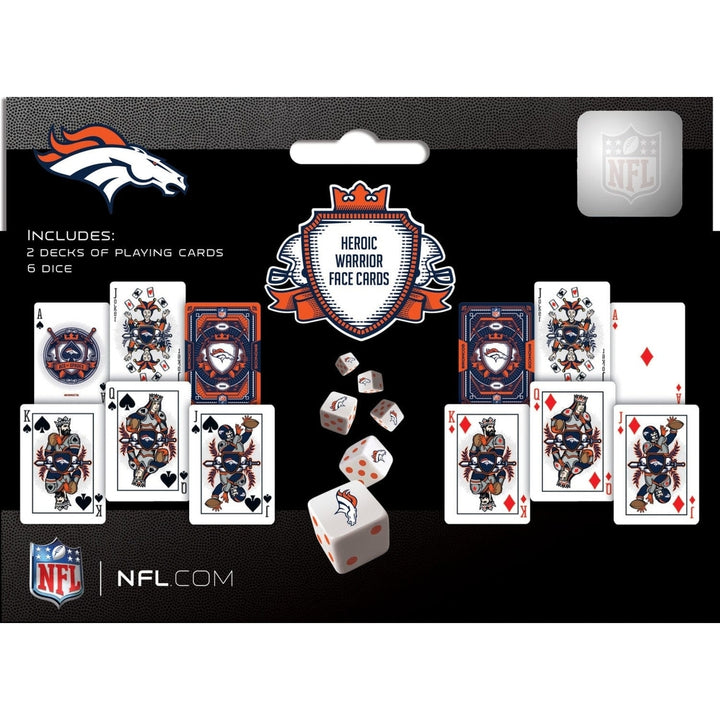 Denver Broncos Playing Cards and Dice Set Official NFL Casino Style 2-Pack Image 3