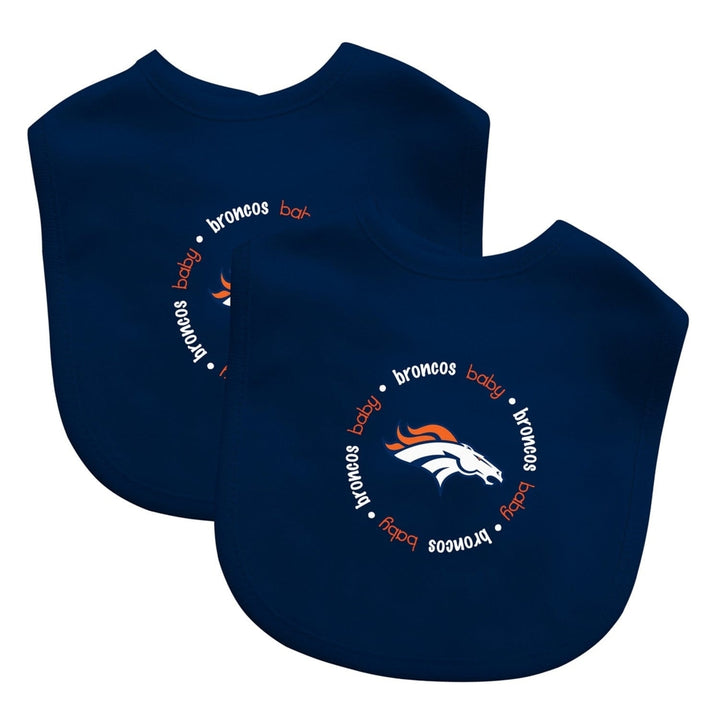 Denver Broncos Baby Bibs 2-Pack Cotton Polyester NFL Team Logo Unisex Infant Image 1