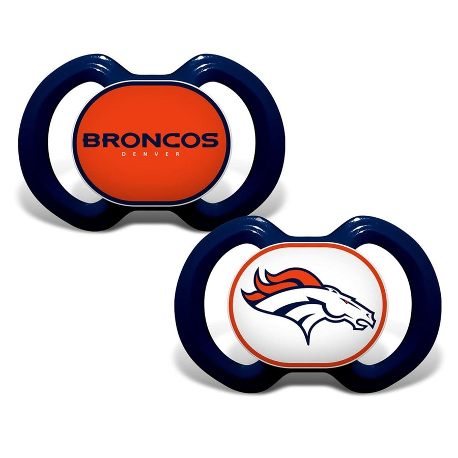 Denver Broncos Pacifier 2-Pack BPA-Free Orthodontic Silicone Infant Safe Image 1