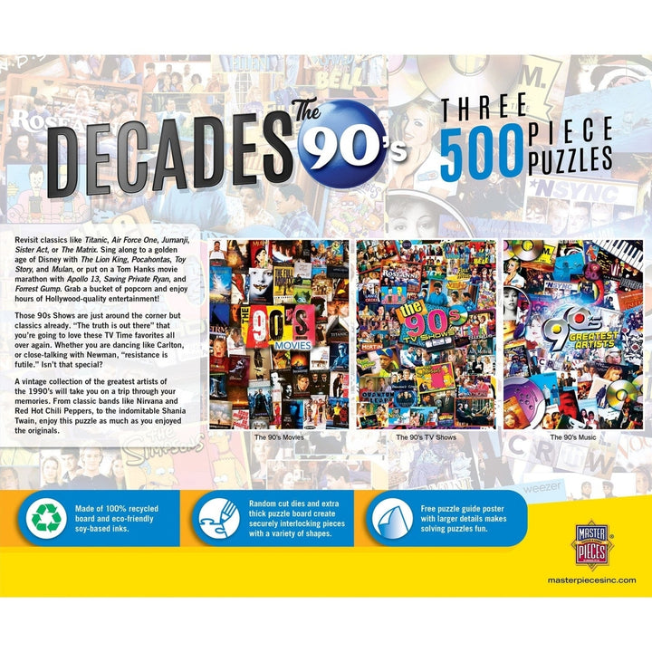 Decades - The 90s 500 Piece Jigsaw Puzzles 3 Pack Image 6