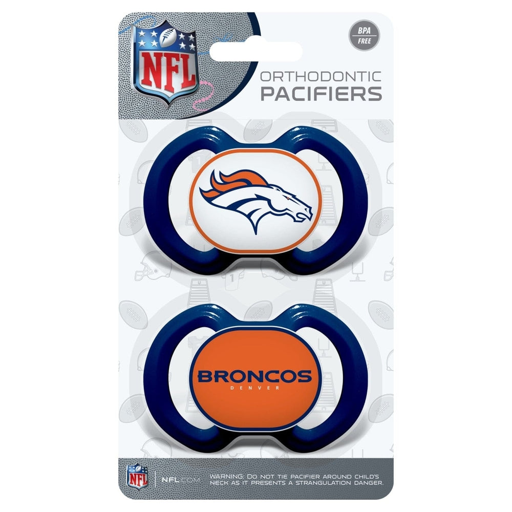 Denver Broncos Pacifier 2-Pack BPA-Free Orthodontic Silicone Infant Safe Image 2