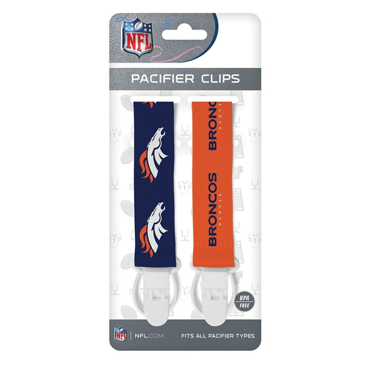 Denver Broncos Pacifier Clip 2 Pack NFL Team Logo Infant Accessories Image 2