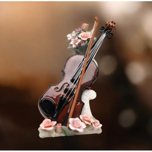 Ceramic Violin Music Box Playing "My Heart Will Go On" Gift for Violinist Musician Gift Image 1