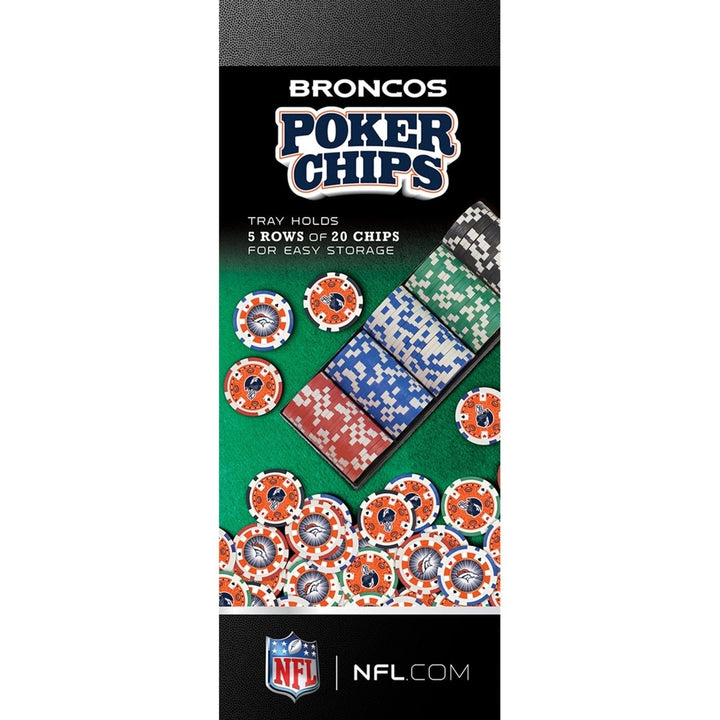 Denver Broncos 100 Piece Casino Poker Chip Set Officially Licensed NFL Image 2