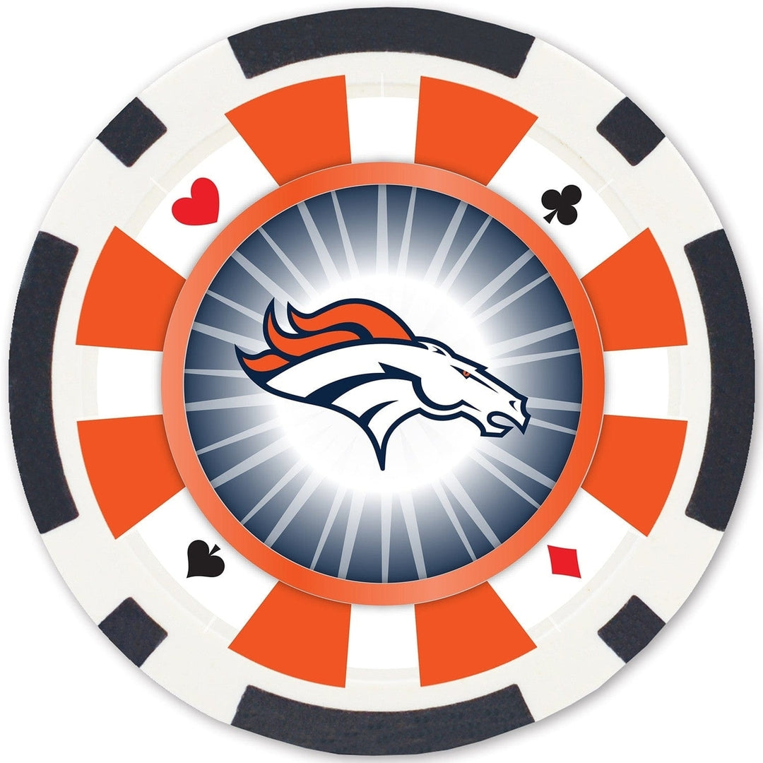 Denver Broncos 100 Piece Casino Poker Chip Set Officially Licensed NFL Image 3