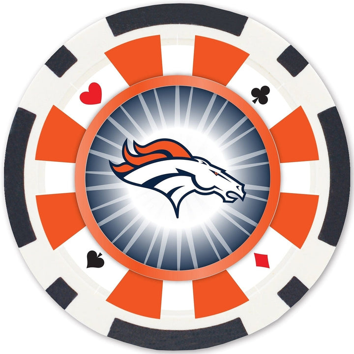 Denver Broncos 100 Piece Casino Poker Chip Set Officially Licensed NFL Image 3