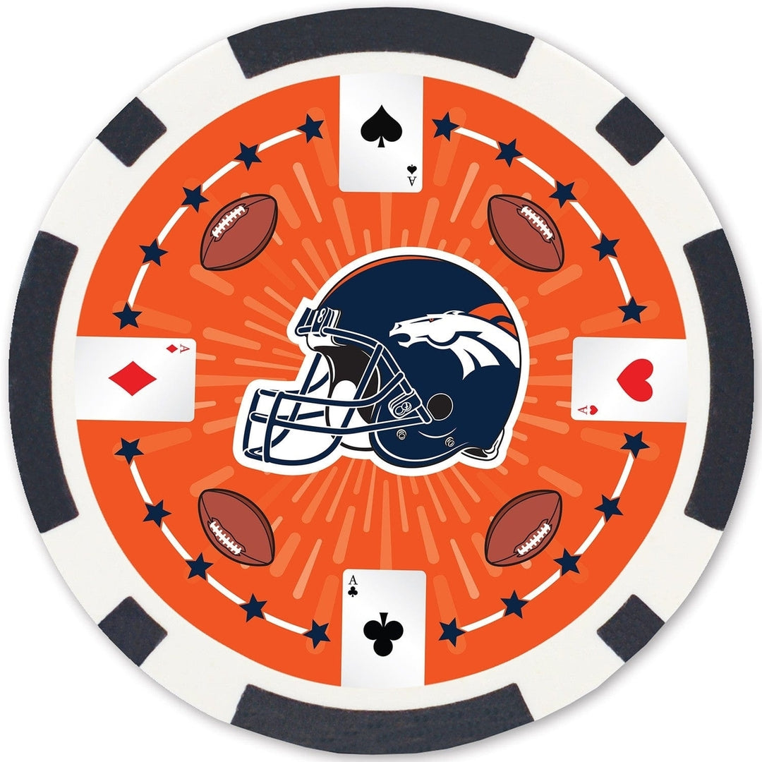 Denver Broncos 100 Piece Casino Poker Chip Set Officially Licensed NFL Image 4