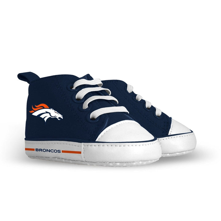 Denver Broncos Baby Shoes Unisex High Top Pre-Walkers Soft Fabric Grippers Image 1