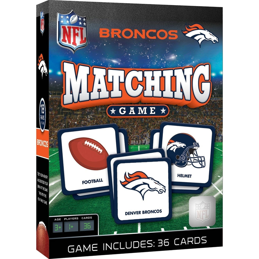 MasterPieces NFL Denver Broncos Matching Game Family Fun 3 and Up Quality Cards Image 1