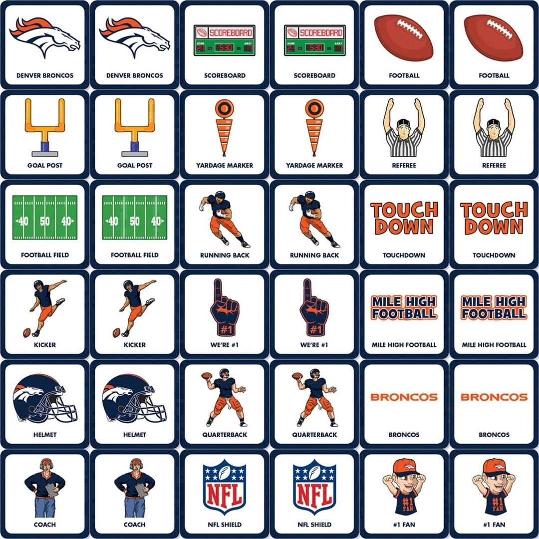 MasterPieces NFL Denver Broncos Matching Game Family Fun 3 and Up Quality Cards Image 2