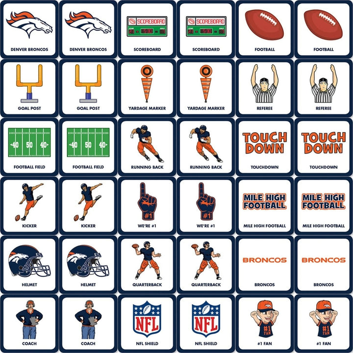 MasterPieces NFL Denver Broncos Matching Game Family Fun 3 and Up Quality Cards Image 2