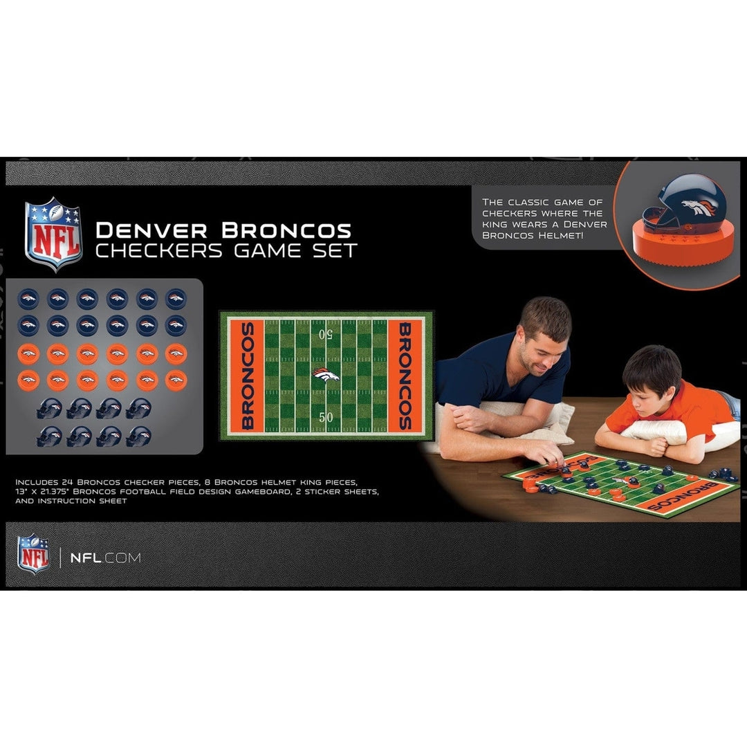 Denver Broncos Checkers Board Game NFL Officially Licensed 24 Pieces 13x21 Inch Image 3