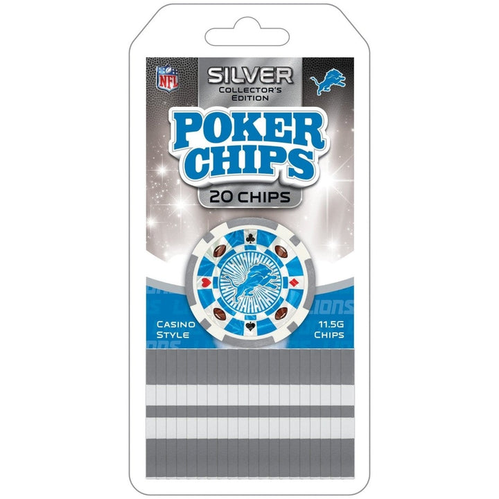 Detroit Lions 20 Piece Poker Chips Silver Collectors Edition Casino Set Image 1