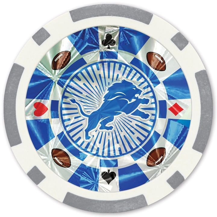 Detroit Lions 20 Piece Poker Chips Silver Collectors Edition Casino Set Image 2