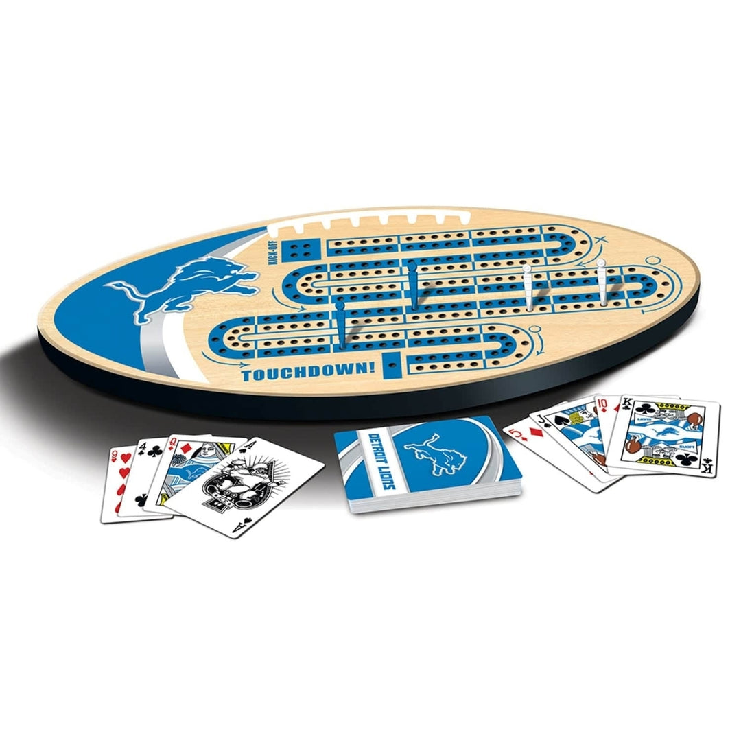 Detroit Lions Cribbage Game Set NFL Licensed Wood Board Football Design Image 2