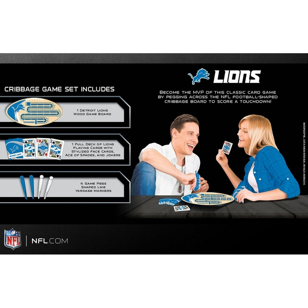 Detroit Lions Cribbage Game Set NFL Licensed Wood Board Football Design Image 3