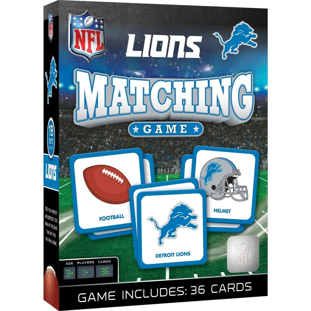 Detroit Lions NFL Matching Game Family Memory Card Game 18 Unique Pairs Image 1