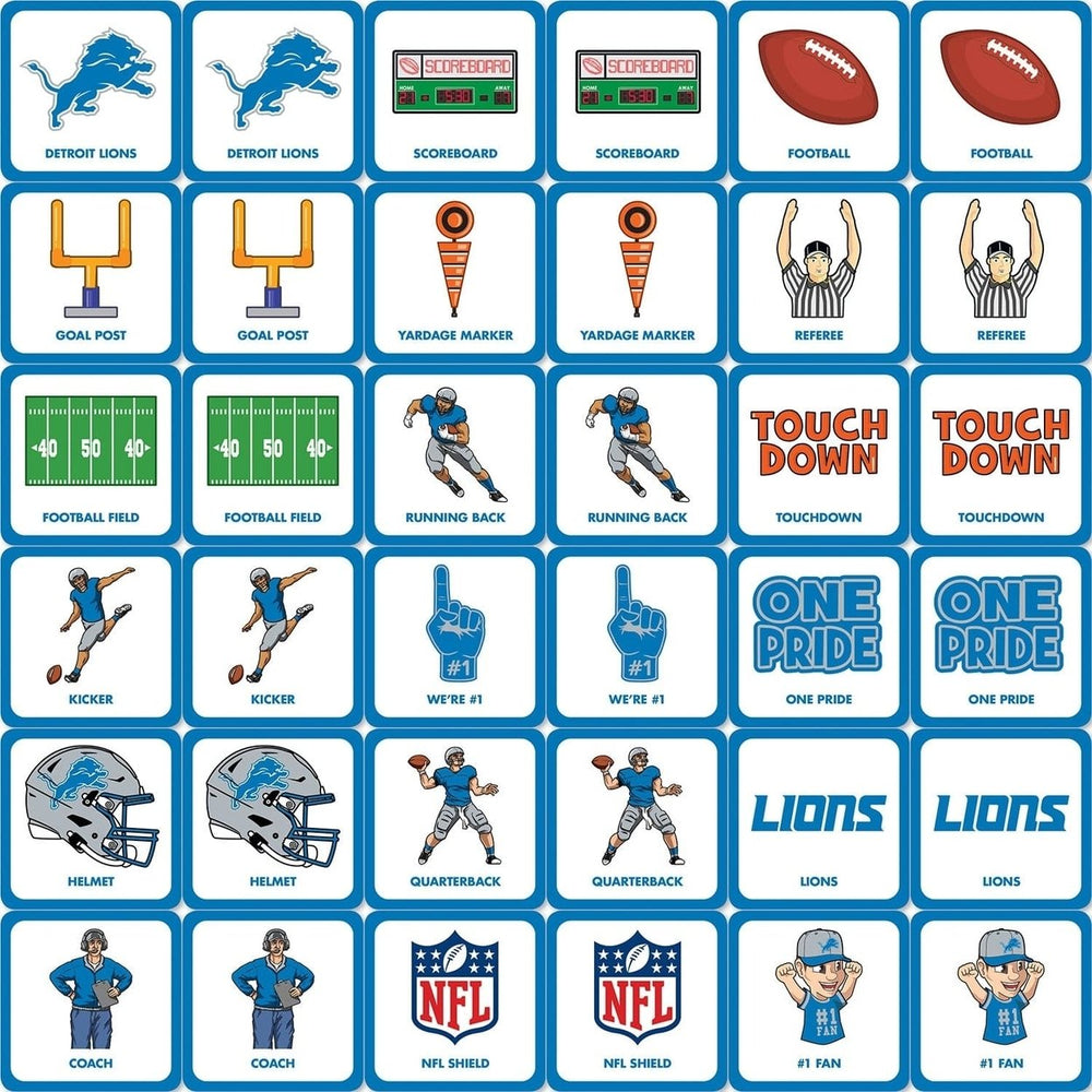 Detroit Lions NFL Matching Game Family Memory Card Game 18 Unique Pairs Image 2