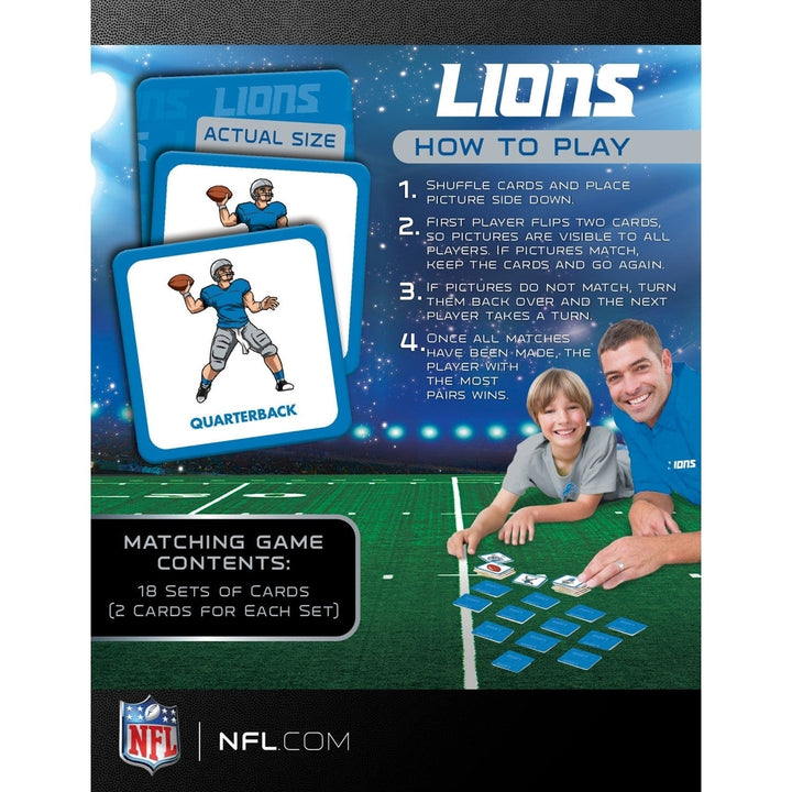 Detroit Lions NFL Matching Game Family Memory Card Game 18 Unique Pairs Image 3