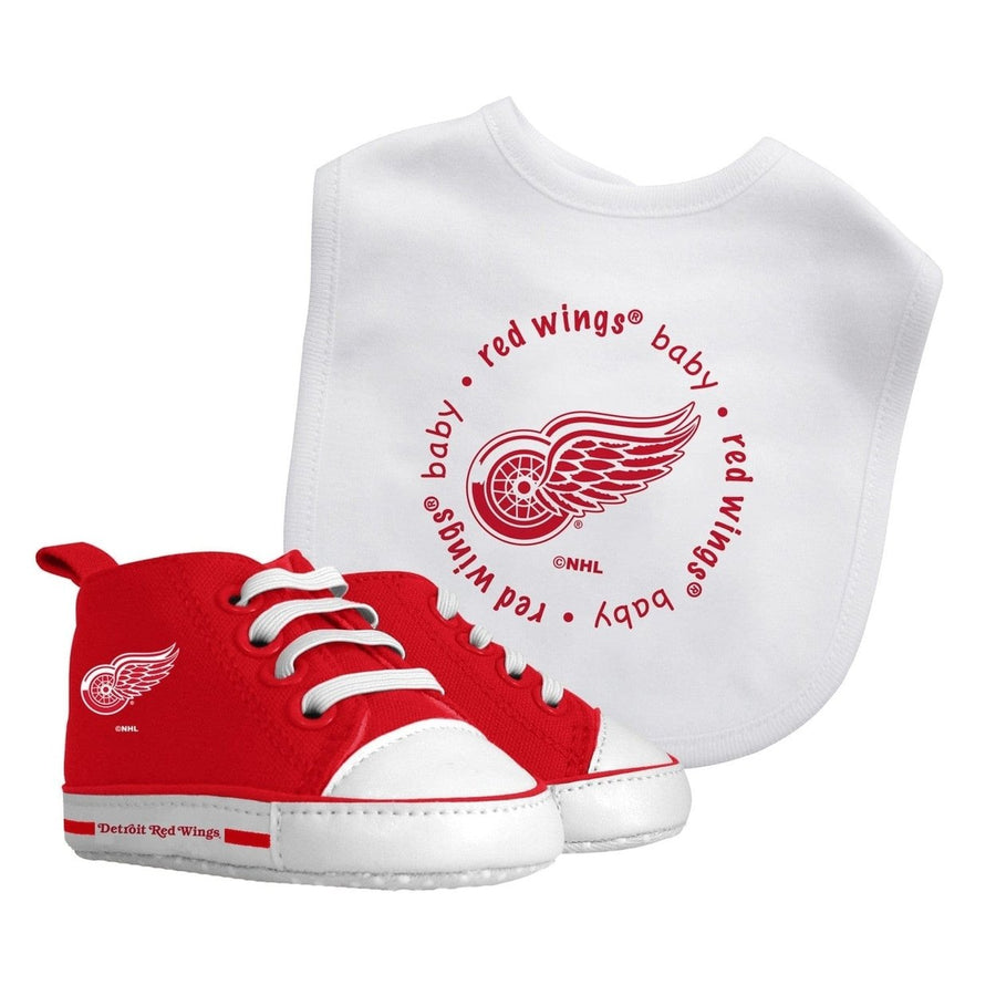 Detroit Red Wings Baby Gift Set 2 Piece Bib and Pre-Walkers Team Logo Cotton Image 1