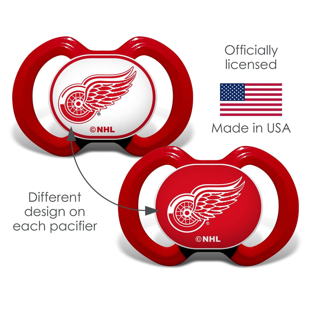 Detroit Red Wings Pacifier 2-Pack Orthodontic Silicone BPA Free Infant 3 Months+ Image 3