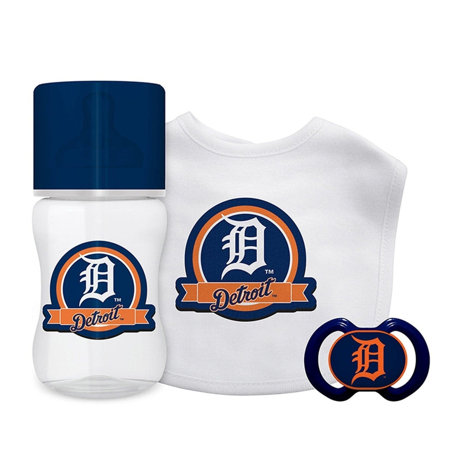 Detroit Tigers 3-Piece Baby Gift Set Unisex BPA-Free Bib Bottle Pacifier Image 1