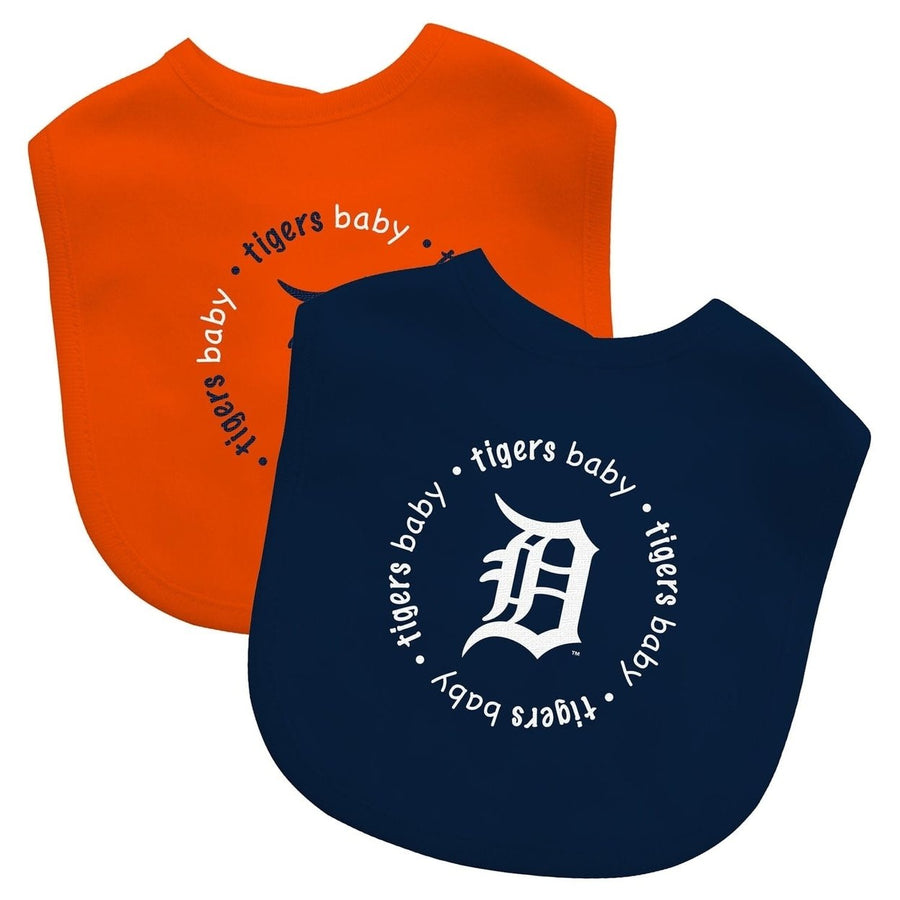 Detroit Tigers Baby Bibs 2-Pack Navy Orange Cotton Unisex Machine Washable Image 1