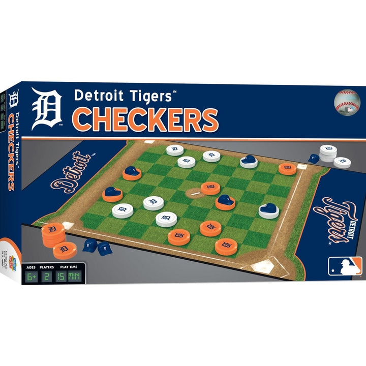 Detroit Tigers Checkers Board Game MLB Officially Licensed 24 Pieces 13x21 Inches Image 1