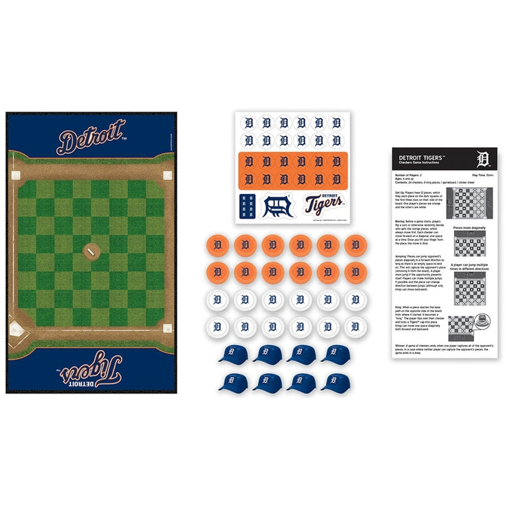 Detroit Tigers Checkers Board Game MLB Officially Licensed 24 Pieces 13x21 Inches Image 2