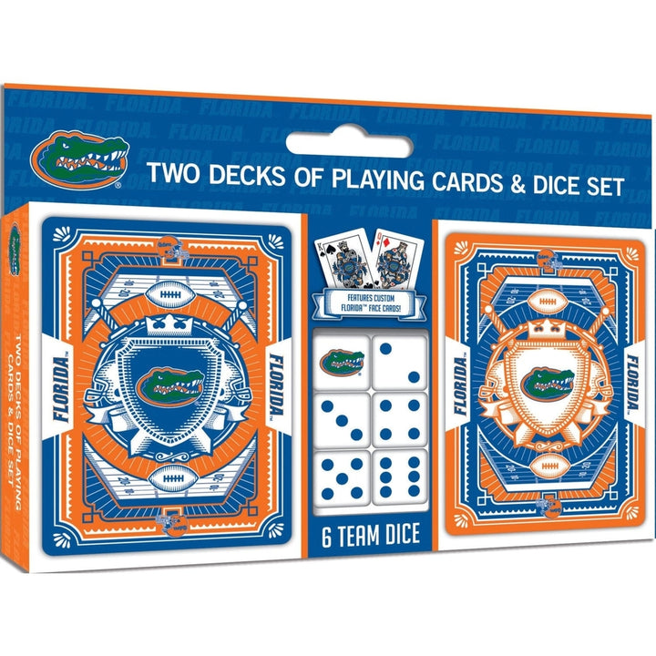 Florida Gators Playing Cards Dice Set NCAA 2-Pack Casino Game Night Supplies Image 1