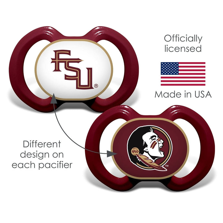 Florida State Seminoles Pacifier 2-Pack BPA-Free Silicone Infant Soothe 3M+ Image 3